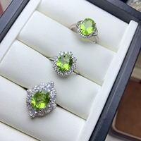 Luxury Fashion August Birthstone Natural Peridot Rings 925 Sterling Silver Gemstone Rings for Ladies Wholesale OEM ODM