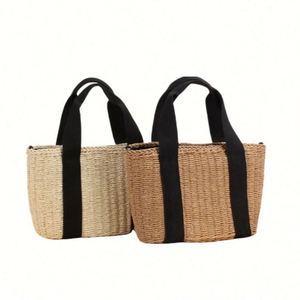 Sac de plage en paille tressée fait main pour filles, avec fermeture éclair, style vacances, bandoulière, sac à main, sac fourre-tout - Product Image 1