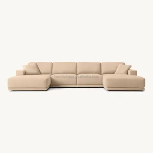 Wohnzimmersofa u-form Sofa Couch Massivholzmöbel anpassung liege modulares Ledersofa