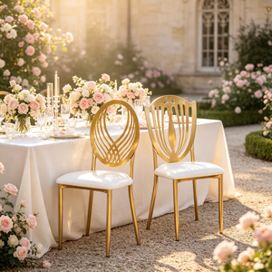 Sinoperfect Stock Gold White Metal Stack Tiffanie Chivary Chiavari Wedding <b>Chairs</b> for Sale Chivari <b>Chair</b> Cushions Banquet Events - Product Image 1