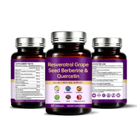 Capsules de Resvératrol, Pépins de Raisin, Berbérine et Quercétine – Complexe Antioxydant pour l'Éclat de la Peau, des Cheveux et des Ongles – Formule Beauté – Complément Alimentaire