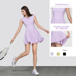 Custom Sleeveless Moisture Wicking Tennis Dresses Women Flared Pleated Golf Jumpsuit Skirts