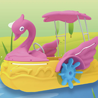 Nouveau bateau tamponneur électrique gonflable personnalisé en forme de cygne rose, jouet aquatique motorisé, bateau jouet portable à monter pour enfants et adultes