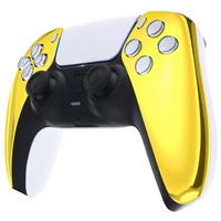 Coque pour manette PS5 - Plaque frontale antidérapante chromée or brillant, coque de jeu DIY
