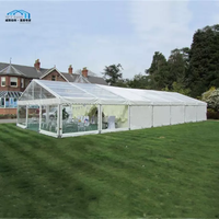 Tente de mariage personnalisée en aluminium avec toit en PVC transparent 12mX24m pour 220 personnes, chapiteau transparent pour événements en plein air, tente pour fête et banquet
