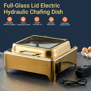 Ensemble de réchauds de <span class=keywords><strong>buffet</strong></span> de luxe en acier inoxydable doré avec vitrines pour traiteur, idéal pour les mariages et les événements hôteliers - Product Image 3