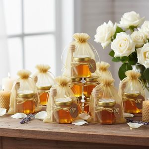 Mini pots à <span class=keywords><strong>miel</strong></span> en verre, 50 pièces, hexagonaux, avec cuillère en bois, pendentifs abeilles, couvercles à vis, capacité 45 ml, pour <span class=keywords><strong>mariage</strong></span> et fête - Product Image 5