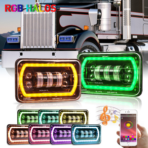 Faro LED OVOVS Todoterreno para Camioneta con Halo RGB, Luz Alta/Baja, Faro LED Halo 4x6 para Jeep, <span class=keywords><strong>Chevrolet</strong></span>, Ford - Product Image 1
