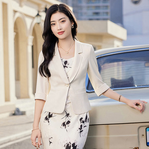 Pink Women's Blazer Short Sleeve Solid Color Anti-Wrinkle Professional Suit 2025 Spring Style - Product Image 4