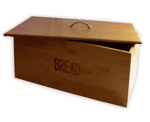 流行设计竹制面包箱带盖木质面包盒