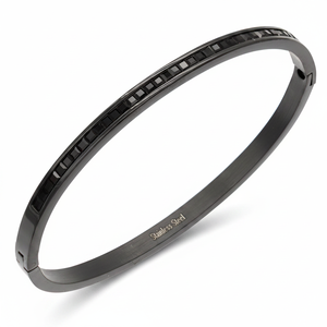 Braccialetti di colore nero 4mm di larghezza in acciaio inossidabile incernierato alla moda - Product Image 4