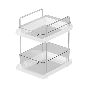 Organisateurs de salle de bain à usage multiple à 2 niveaux Organisateurs de rangement empilable pour garde-manger de <span class=keywords><strong>cuisine</strong></span> Organisateur d'armoire extractible - Product Image 6