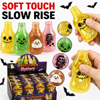 Jouet Squishy Bouteille Pailletée Halloween, Jouet Transparent Extensible en TPR à Presser, Fantôme Citrouille Anti-Stress, Boîte Mystère, Cadeau de Fête pour Enfants