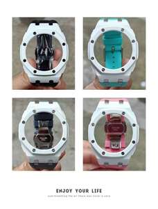 Popular Xinying Premium - Kit de Modificación de Correa de Silicona y Caucho para Reloj GA2100, Carcasa de Repuesto de Fibra de Carbono Multicolor de 44 mm - Product Image 5