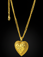 Collier pendentif en forme de cœur à motif quadrillé Z H Jewelry, chaîne à maillons en laiton plaqué or 24 carats, cadeau personnalisable pour diverses occasions