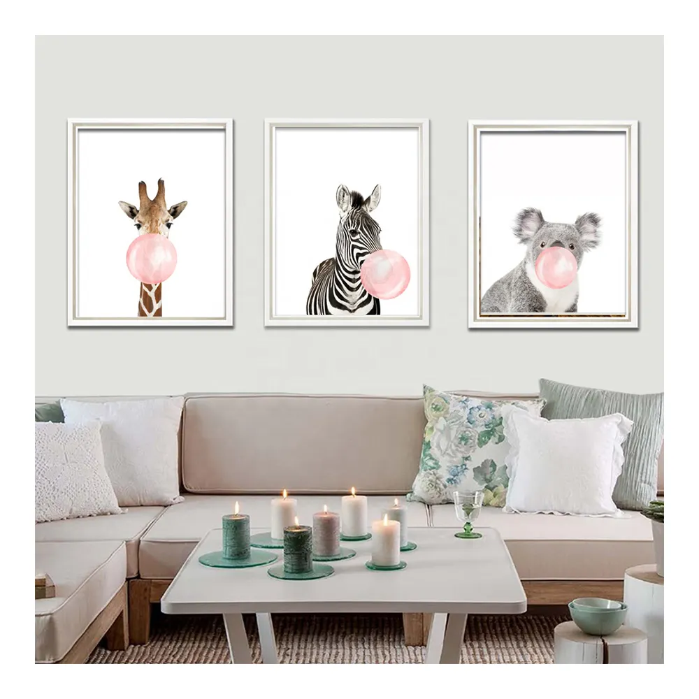 Prints Art Wall Wholesale Nordic Home Decoration Kids Canvas Wall Art Cute Animals Poster Print Painting