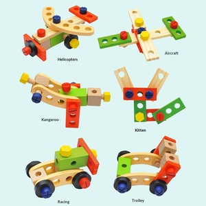 Ensemble de jouets d'assemblage en bois pour bébés garçons - <span class=keywords><strong>Boîte</strong></span> cadeau modèle dessin animé - Product Image 4