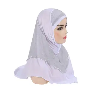Jersey de algodón de alta calidad para mujer, Hijab de cáñamo de cristal, hilo de retales dorado, bandana, venta al por mayor