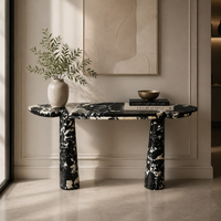 Table console en marbre noir naturel, design moderne, table d'entrée en pierre pour hôtel de luxe, villa, couloir, meubles