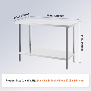 Banc de travail en acier inoxydable robuste à 2 niveaux |   Équipement de cuisine commerciale pour restaurant, hôtel, cuisine domestique - Product Image 2