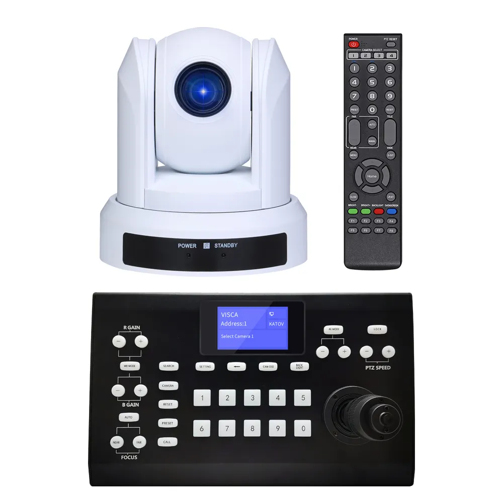 Sistema di videoconferenza Usb 2.0 bianco 1080p Ptz digitale 10x 3x Zoom Hx joystick controller telecamera per conferenze Audio Full Hd