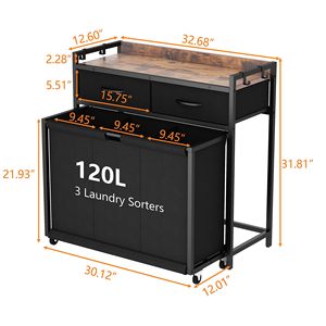 Suoernuo <span class=keywords><strong>bagno</strong></span> camera da letto 2 cassetti estraibili cesto <span class=keywords><strong>portabiancheria</strong></span> cesto <span class=keywords><strong>portabiancheria</strong></span> per lavanderia - Product Image 6