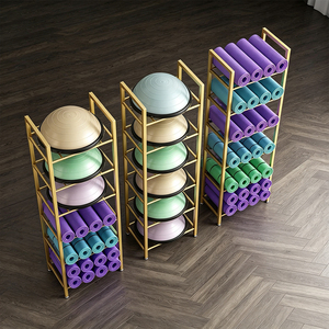 Vertical Freestanding Yoga Storage Cart, Multi-function Metal Rack for <strong>Rolled</strong> Yoga <strong>Mats</strong> and Bosu Half Ball OEM Private Label - Product Image 4