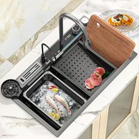 Évier de cuisine en acier inoxydable 304 sur mesure, à encastrer, à cuve unique, avec robinet extractible et douchette