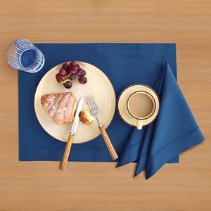 Napperons en coton et lin avec ourlet brodé pour les équipes de banquets d'hôtel et les tables de réception - Product Image 1