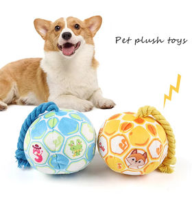 Commercio all'ingrosso interattivo elastico di calcio corda di cotone giocattolo da masticare per cani Pet peluche giocattolo con effetti sonori per digrignare i denti - Product Image 2