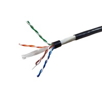 Cable de Red UTP Cat 6 Ethernet de 0.52mm Sin Blindaje BC (Cobre Desnudo) para Exteriores con Doble Cubierta Negra, 4 Pares, Cable LAN para Panel de Conexiones