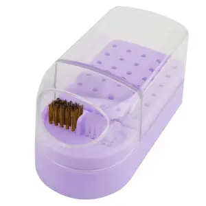 BIN 30 Holes multi colors Nail Art Drill Bits Empty Storage Box Holder Bits Stand Display Container Box