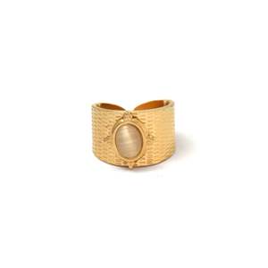 Fashion <b>Ring</b> 316L Stainless Steel PVD <b>Gold</b> Plating Oval Design Statement Jewelry - Product Image 1