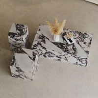 Table basse de luxe haut de gamme en marbre naturel avec bordure, ensemble de plusieurs pièces