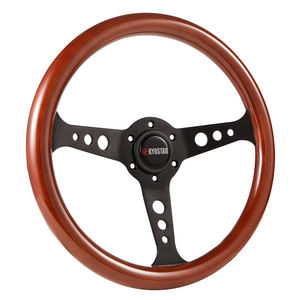 KYOSTAR, универсальная 350 мм, 6-болевая Классическая плоская деревянная руль, серебристая спица + деревянное кольцо - Product Image 3