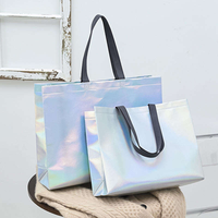 Sac fourre-tout en tissu non tissé éco-laminé avec logo imprimé personnalisé, sac de shopping réutilisable, sac cadeau, matériau non tissé recyclé, couleur personnalisée