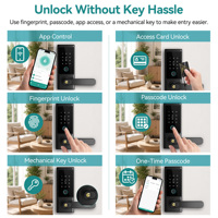 Cerradura Inteligente con Huella Dactilar para Puerta de Aluminio SJJ, con Teclado Táctil, Aplicación Tuya en la Nube, Tarjeta IC RFID, Entrada sin Llave para Hotel/Apartamento