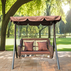 Nouvelle arrivée, chaise suspendue en métal moderne et en osier, 2 <span class=keywords><strong>places</strong></span> pour adultes avec coussin et auvent, mobilier d'extérieur, balançoires de jardin - Product Image 1