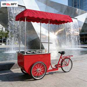 Carrito de Venta de Helados Remolcable con Congelador, Bicicleta de Carga con Sombrilla, Diseño Resistente a la Corrosión para Uso en Exteriores y Comida Rápida - Product Image 5