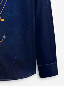 <span class=keywords><strong>Camicia</strong></span> da uomo <span class=keywords><strong>blu</strong></span> in raso a maniche lunghe con stampa note musicali, elegante, casual, formale, abbottonata, traspirante, taglia XL, con cappuccio, a tema musicale - Product Image 2