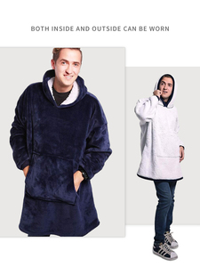 Personalizado cálido Stock invierno grueso hilo Cómodo viaje manta sudadera adulto mujer ropa de dormir - Product Image 4