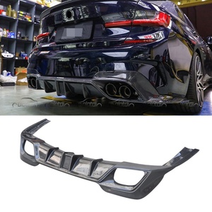 For BMW G20 G21 Msport <b>LED</b> Carbon Rear Bumper Lip with Sword Fins Spoiler Rocker Winglet Splitter <b>Diffuser</b> New Condition - Product Image 1