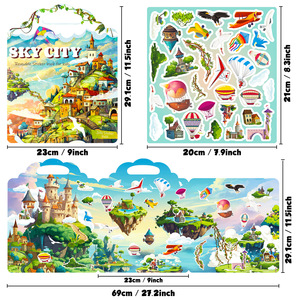 Libro de Actividades Creativo de Nuevo Diseño para Niños, Libro Silencioso Interactivo para Padres e Hijos, Castillo en el Cielo, Pegatinas de Gel Reutilizables - Product Image 5