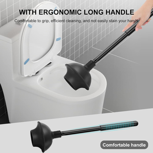 Kit de nettoyage en profondeur pour toilettes, comprenant un déboucheur et une brosse WC en plastique noir, pour l'entretien domestique - Product Image 2