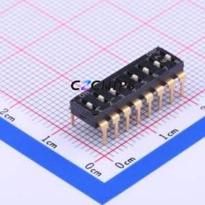 EI-08-V DIP Switch Switch Flat Toggle, Raised Type Single Pole Single Throw 8 2.54mm - Product Image 1