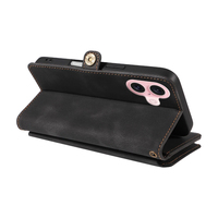 Dompet Kulit PU untuk iPhone 16, 9 Slot Kartu + Kantong Koin Ber-resleting, Penyangga, Pemblokir RFID, 360 °   Perlindungan