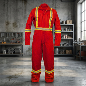 Overol de Seguridad Reflectante Rojo Clase 2, Ropa de Trabajo Industrial, Traje Protector para Hombre con Franjas de Alta Visibilidad - Product Image 3