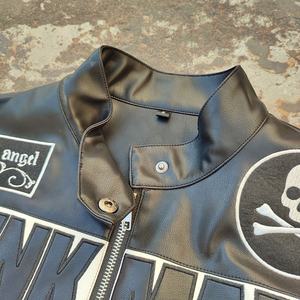 Blouson de moto en cuir de course coupe-vent écologique sur mesure avec motif de lettres, logo vintage, service OEM pour hommes - Product Image 4