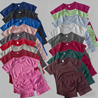 Conjunto Deportivo de Secado Rápido sin Costuras Multicolor, Shorts de Yoga de Cintura Alta Moldeadores, Conjunto de 2 Piezas para Mujer, para Correr, Entrenamiento, Actividades Deportivas