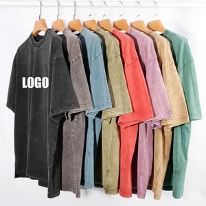 T-shirt pour homme en coton et polyester de haute qualité, surdimensionné, style streetwear, délavé à l'acide, imprimé vintage, lourd, personnalisé - Product Image 1
